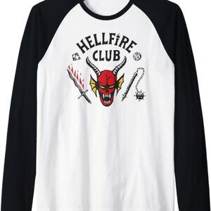 Stranger Things 4 Hellfire Club Logo Raglan Baseball Tee